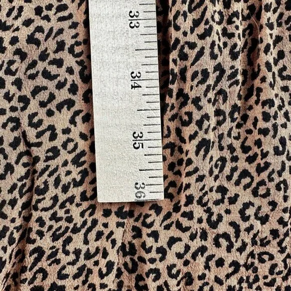 VICI Tiered Midi Dress Size Medium Tan/Black Leopard/Cheetah Print Tie Front - Picture 14 of 16